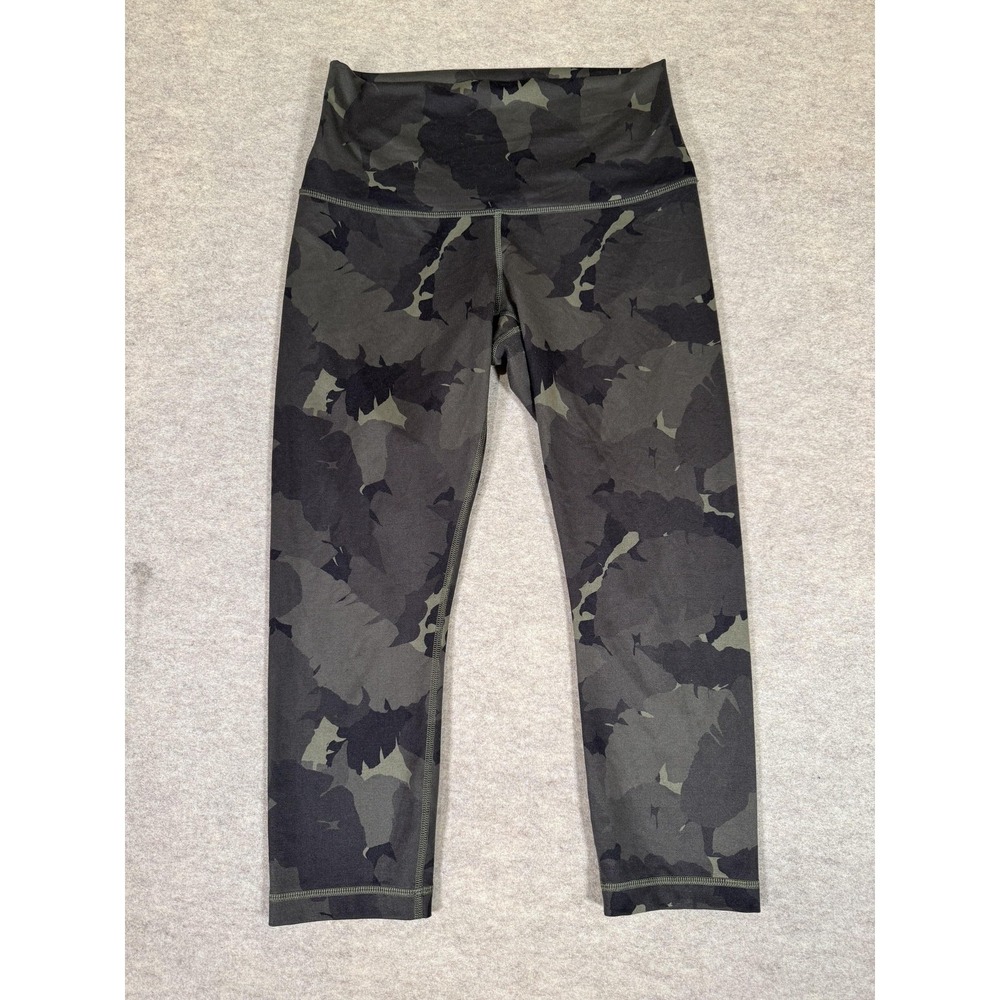 Lululemon Leggings Womens 2 Green Camo High Rise Capri Yoga Athletic Gym Tight